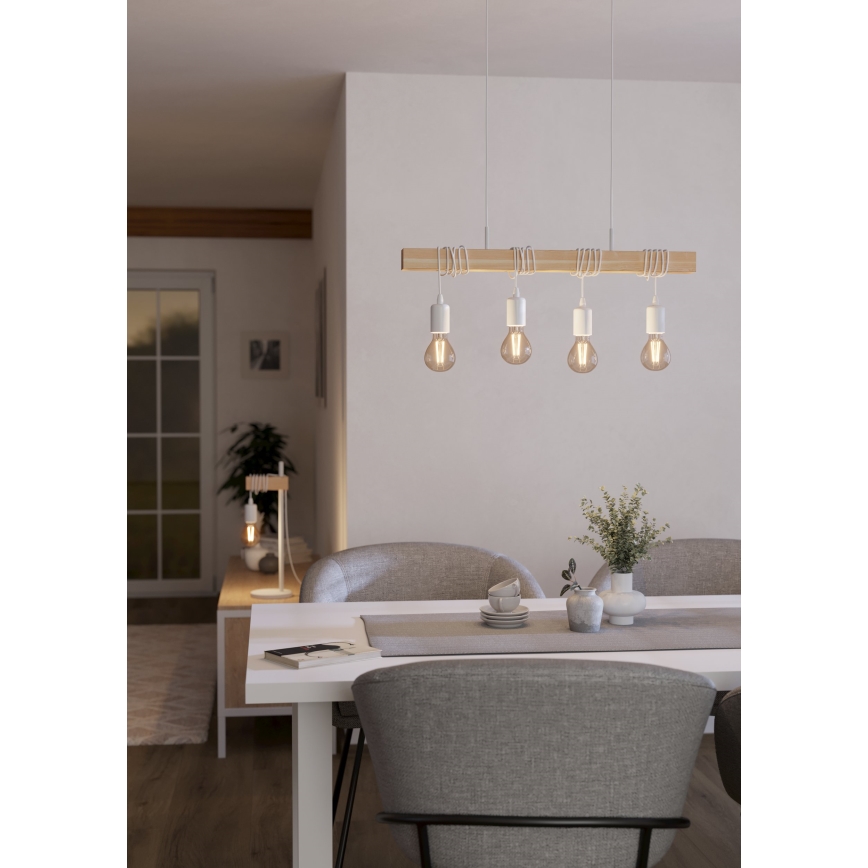 Eglo - Luster na sajli TOWNSHEND 4xE27/60W/230V - FSC sertifikovano