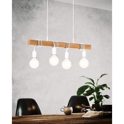 Eglo - Luster na sajli TOWNSHEND 4xE27/60W/230V - FSC sertifikovano