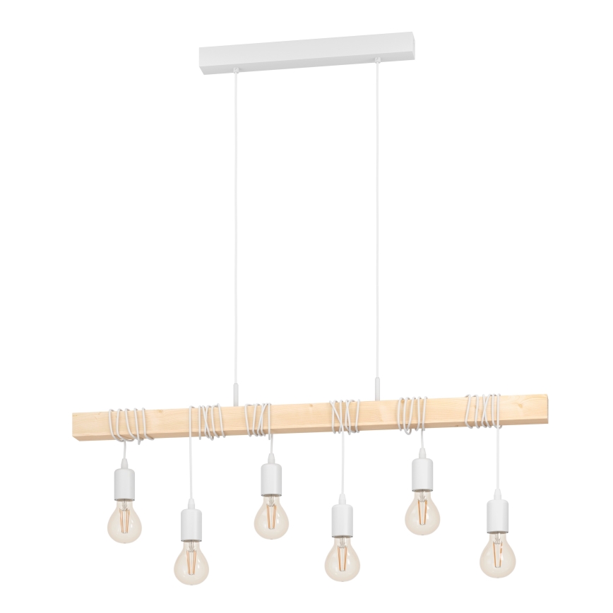 Eglo - Luster na sajli TOWNSHEND 6xE27/60W/230V - FSC sertifikovano
