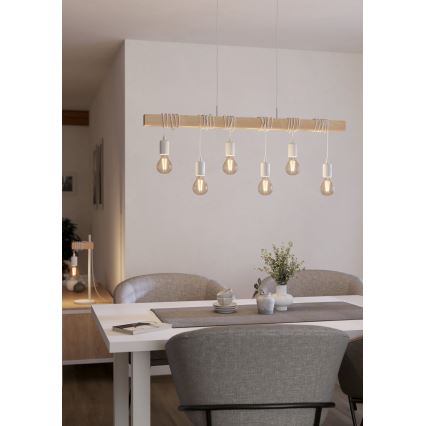 Eglo - Luster na sajli TOWNSHEND 6xE27/60W/230V - FSC sertifikovano