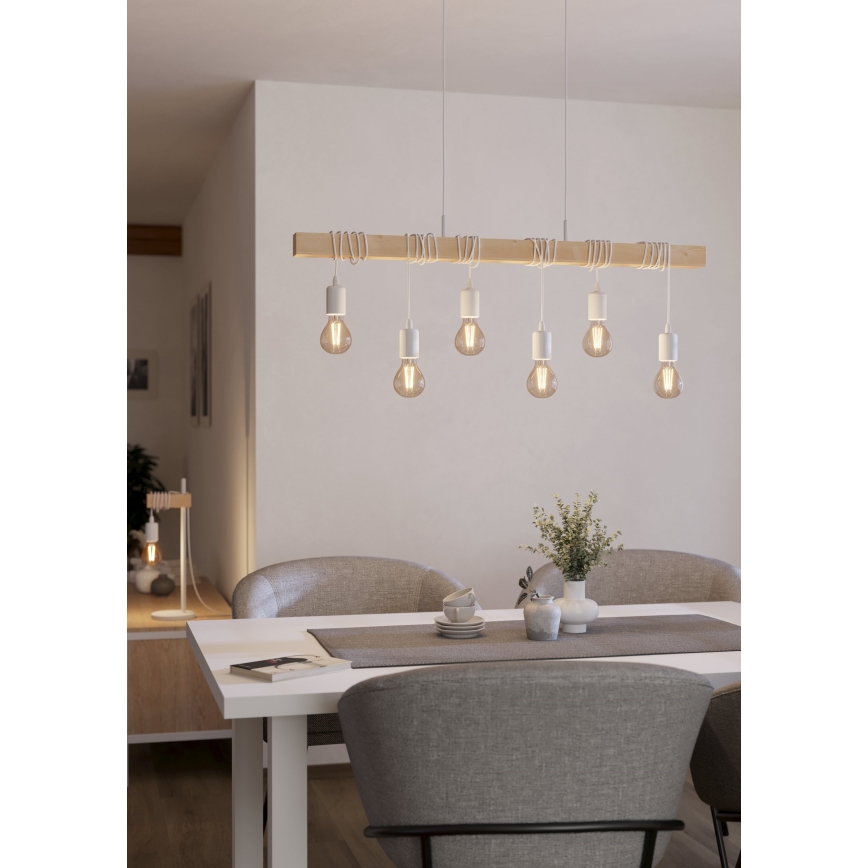 Eglo - Luster na sajli TOWNSHEND 6xE27/60W/230V - FSC sertifikovano