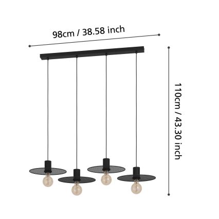Eglo - Luster na sajli 4xE27/40W/230V