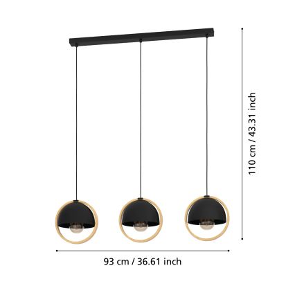 Eglo - Luster na sajli 3xE27/40W/230V