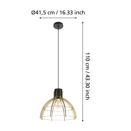Eglo - Luster na sajli 1xE27/40W/230V zlatna