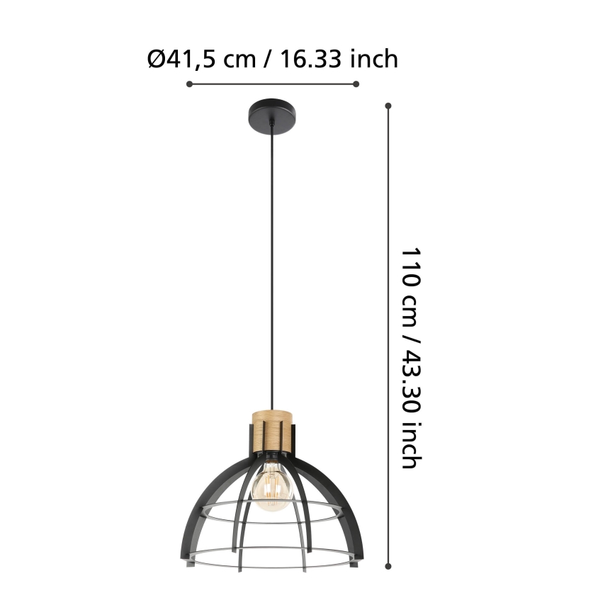 Eglo - Luster na sajli 1xE27/40W/230V crno