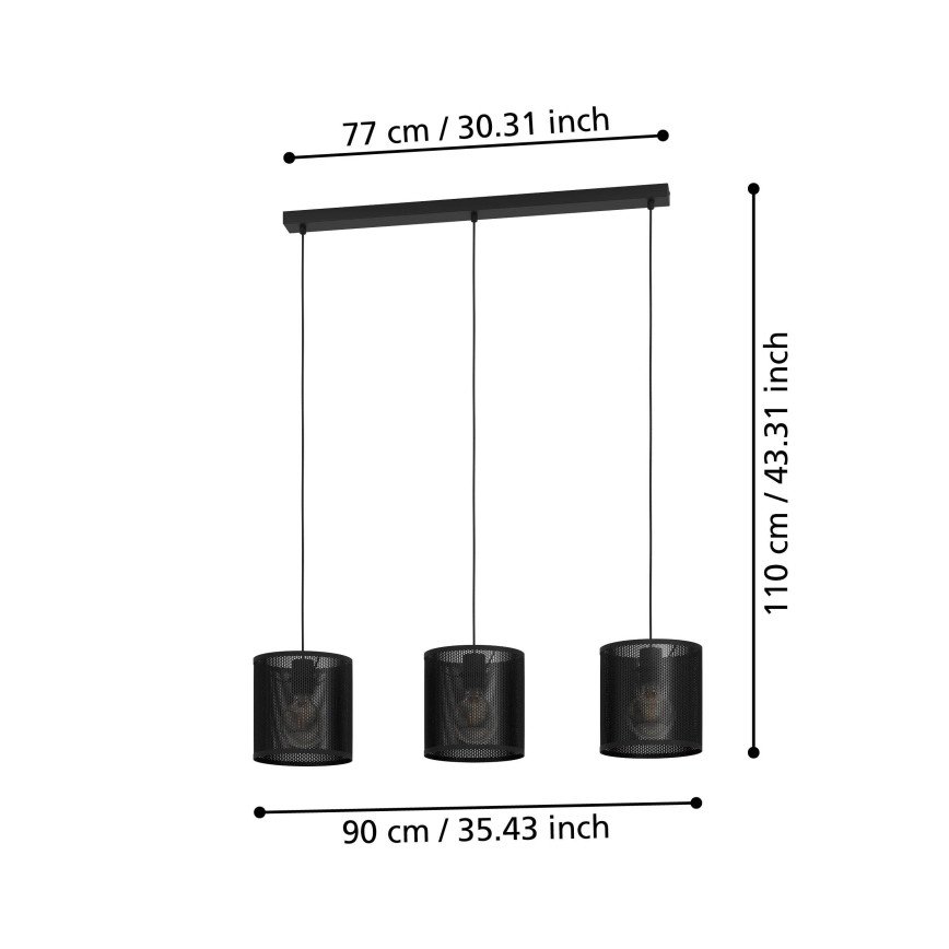 Eglo - Luster na sajli 3xE27/40W/230V
