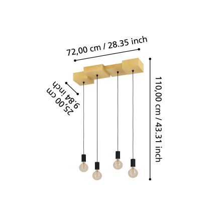 Eglo - Luster na sajli 4xE27/40W/230V