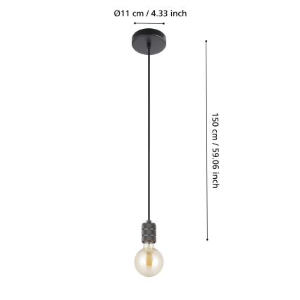 Eglo - Luster na sajli 1xE27/40W/230V crno