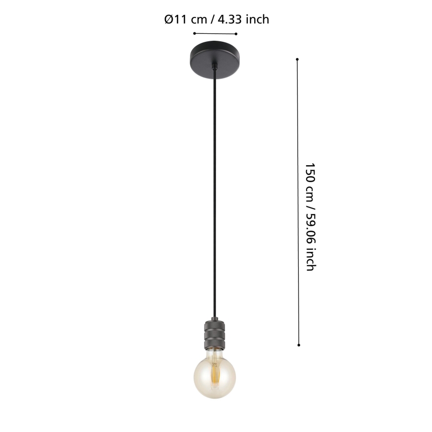 Eglo - Luster na sajli 1xE27/40W/230V crno