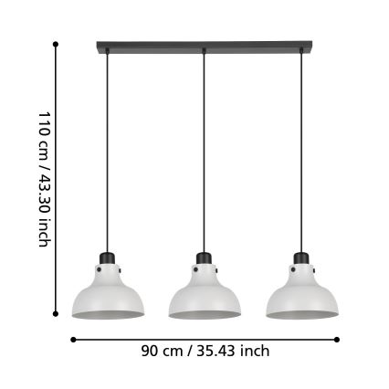 Eglo - Luster na sajli 3xE27/40W/230V