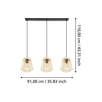 Eglo - Luster na sajli 3xE27/40W/230V