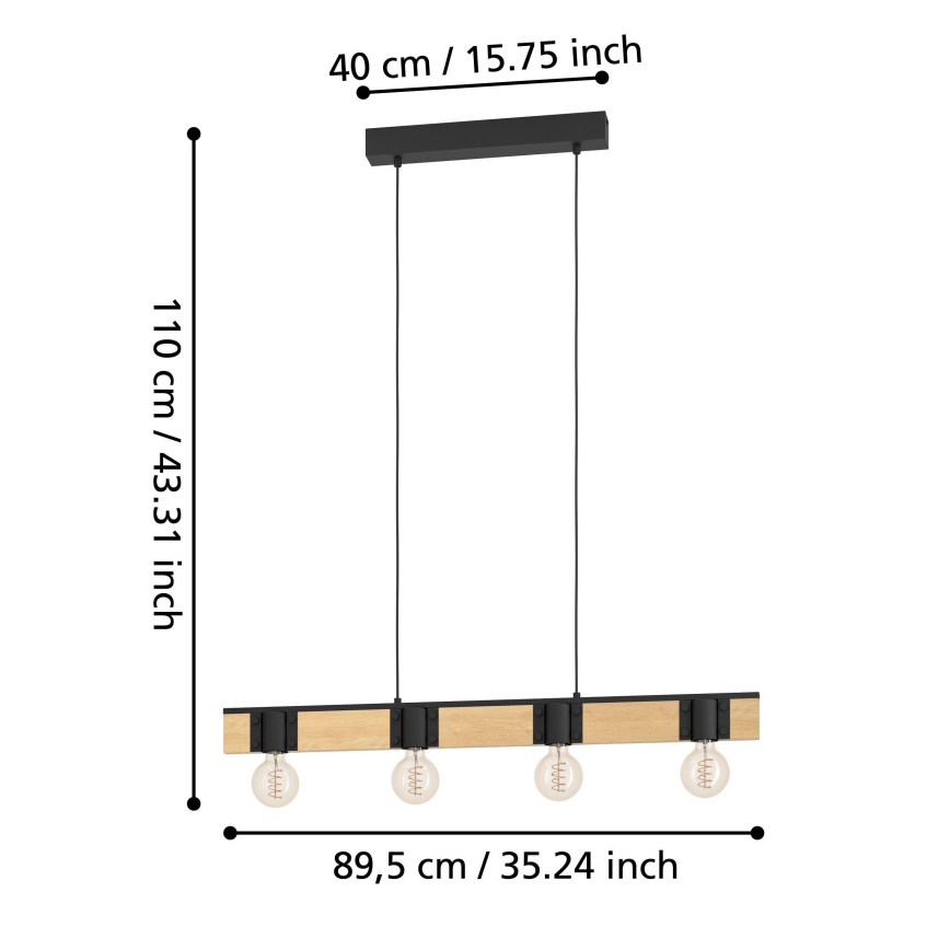 Eglo - Luster na sajli 4xE27/40W/230V