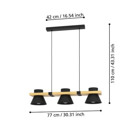 Eglo - Luster na sajli 3xE27/15W/230V