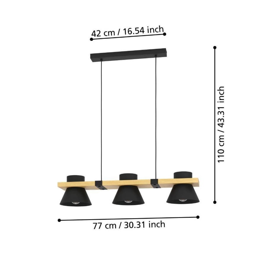 Eglo - Luster na sajli 3xE27/15W/230V