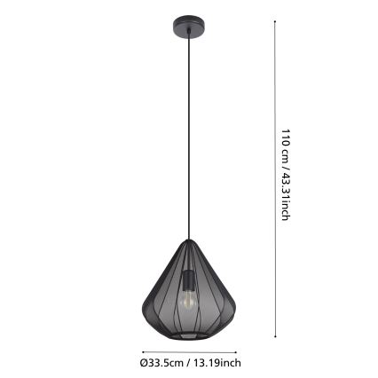 Eglo - Luster na sajli 1xE27/40W/230V pr. 33,5 cm crno