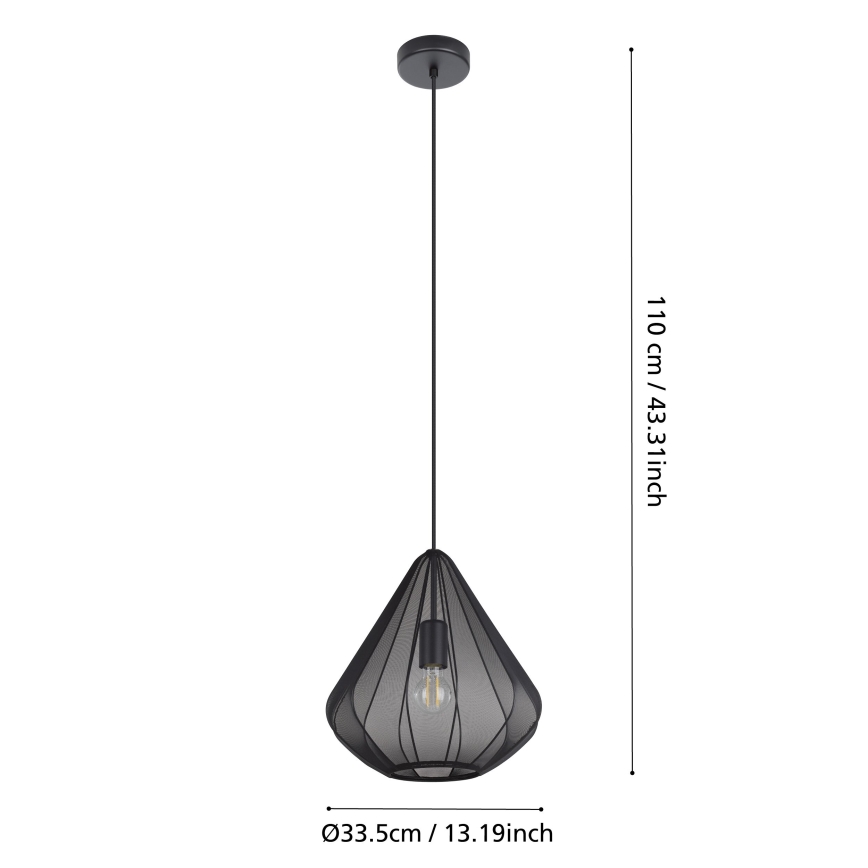 Eglo - Luster na sajli 1xE27/40W/230V pr. 33,5 cm crno