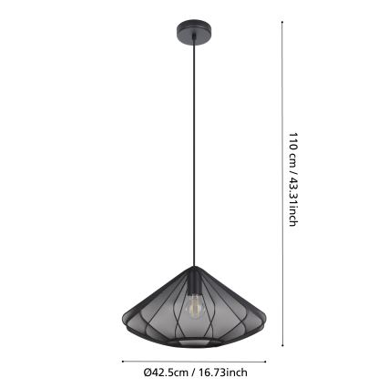 Eglo - Luster na sajli 1xE27/40W/230V pr. 42,5 cm crno