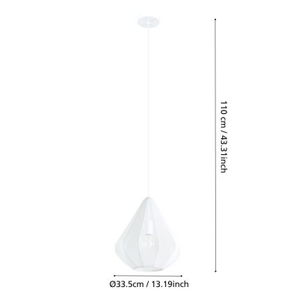Eglo - Luster na sajli 1xE27/40W/230V pr. 33,5 cm bela