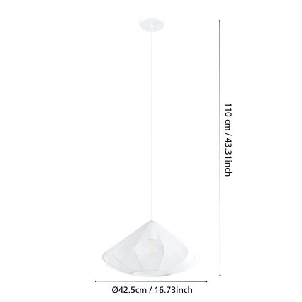 Eglo - Luster na sajli 1xE27/40W/230V pr. 42,5 cm bela