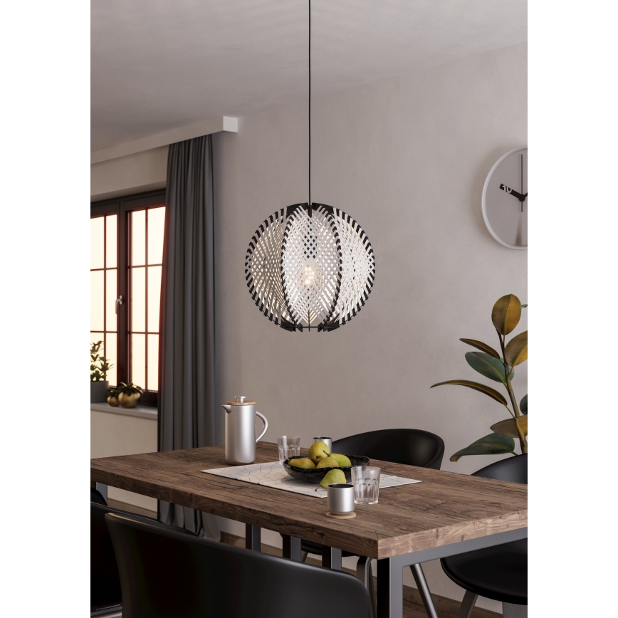 Eglo - Luster na sajli 1xE27/40W/230V pr. 40 cm bela/crno