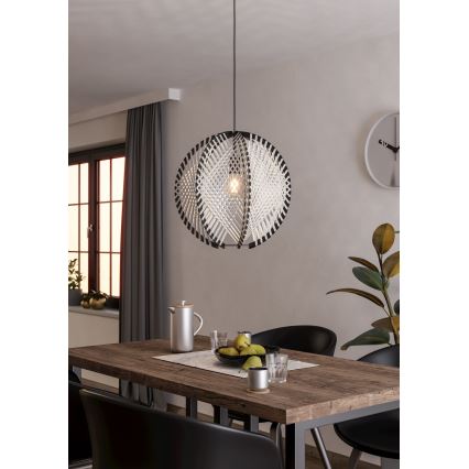 Eglo - Luster na sajli 1xE27/40W/230V pr. 48 cm bela/crno