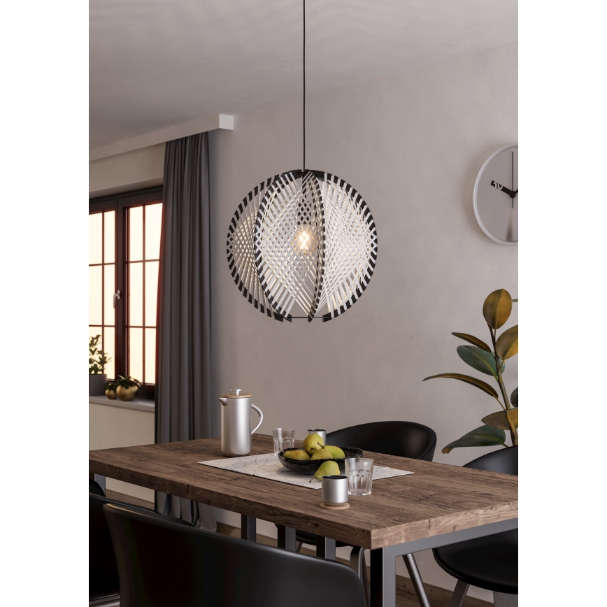 Eglo - Luster na sajli 1xE27/40W/230V pr. 48 cm bela/crno