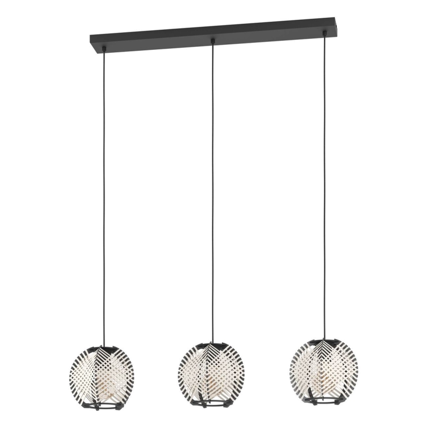 Eglo - Luster na sajli 3xE27/40W/230V bela/crno