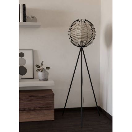 Eglo - Podna lampa 1xE27/40W/230V bela/crno
