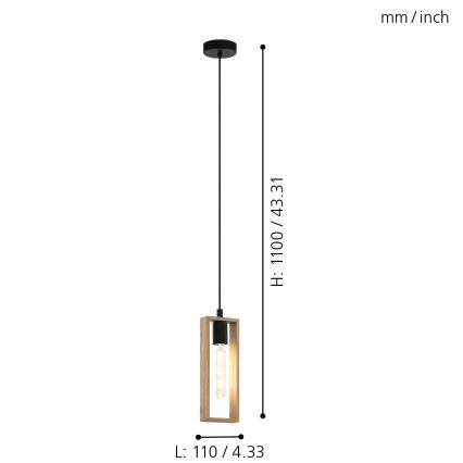 Eglo - Luster na sajli 1xE27/60W/230V - FSC sertifikovano