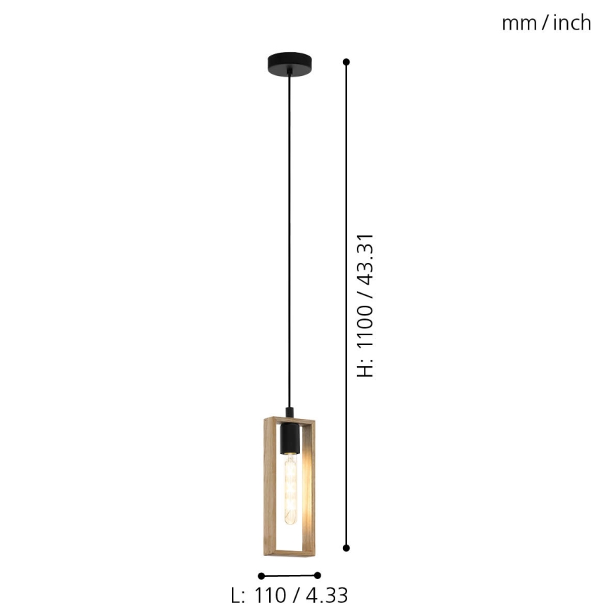 Eglo - Luster na sajli 1xE27/60W/230V - FSC sertifikovano