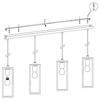 Eglo - Luster na sajli 4xE27/60W/230V - FSC sertifikovano