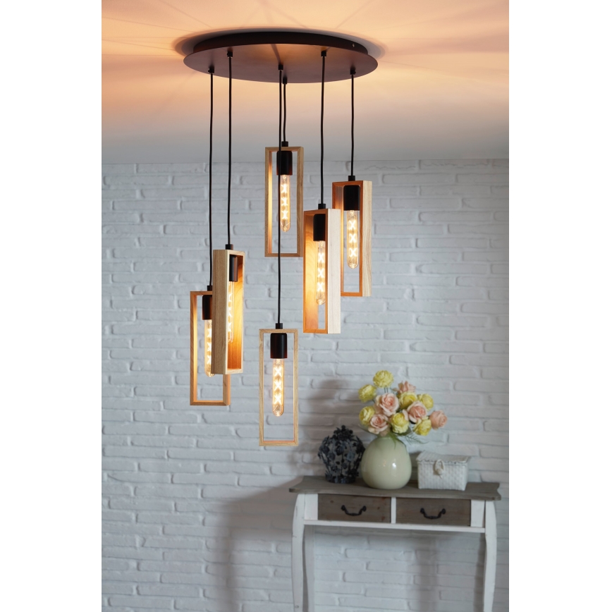 Eglo - Luster na sajli 6xE27/60W/230V - FSC sertifikovano