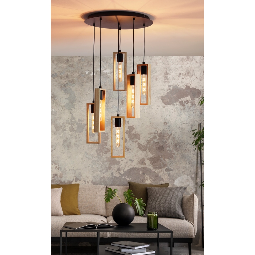 Eglo - Luster na sajli 6xE27/60W/230V - FSC sertifikovano