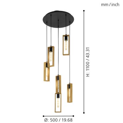 Eglo - Luster na sajli 6xE27/60W/230V - FSC sertifikovano