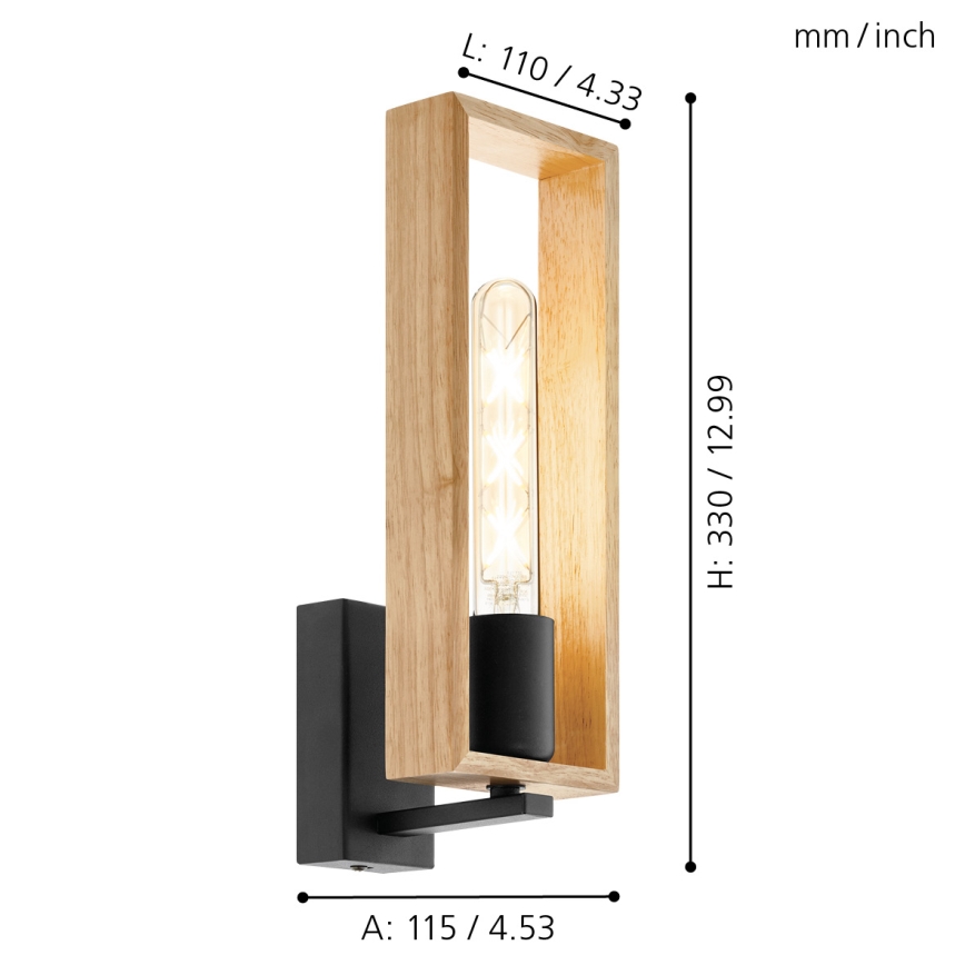 Eglo - Zidna lampa 1xE27/60W/230V - FSC sertifikovano