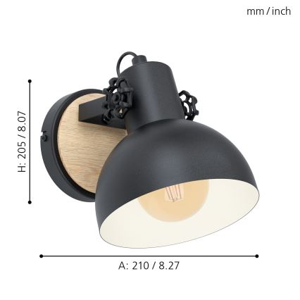 Eglo - Zidna lampa 1xE27/28W/230V - FSC sertifikovano