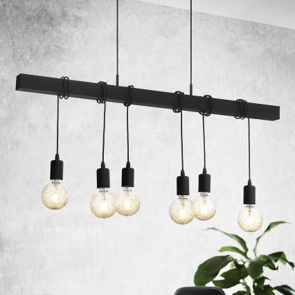 Eglo - Luster na sajli TOWNSHEND 6xE27/60W/230V - FSC sertifikovano