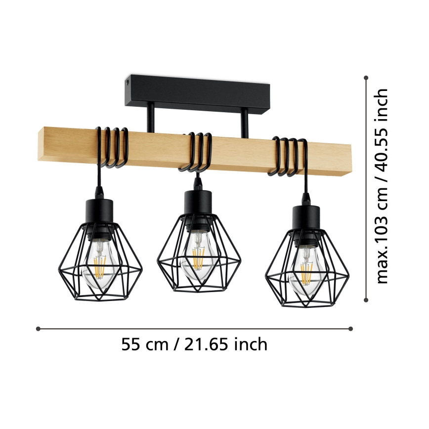 Eglo - Nadgradni luster TOWNSHEND 3xE27/60W/230V - FSC sertifikovano