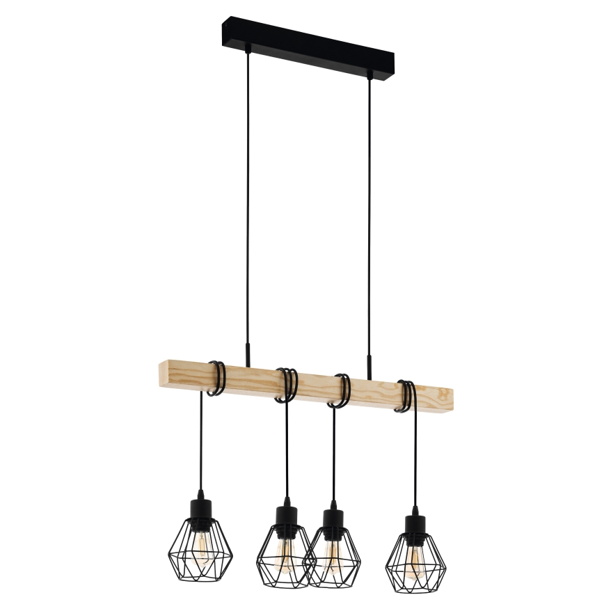 Eglo - Luster na sajli TOWNSHEND 4xE27/60W/230V - FSC sertifikovano