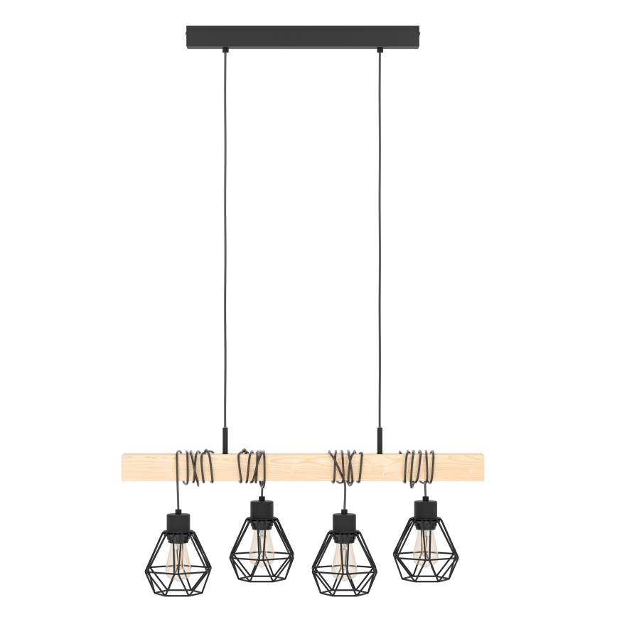 Eglo - Luster na sajli TOWNSHEND 4xE27/60W/230V - FSC sertifikovano