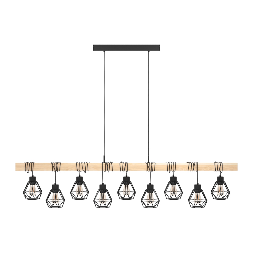 Eglo - Luster na sajli TOWNSHEND 9xE27/60W/230V - FSC sertifikovano