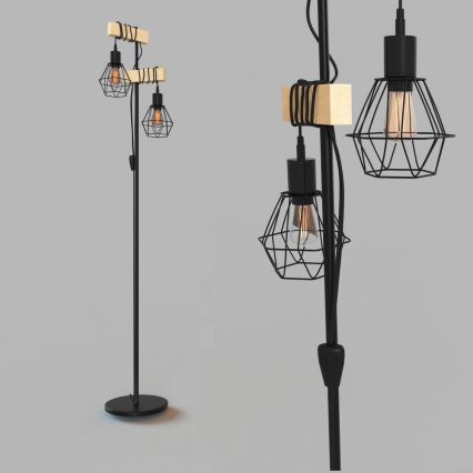Eglo - Podna lampa TOWNSHEND 2xE27/60W/230V - FSC sertifikovano