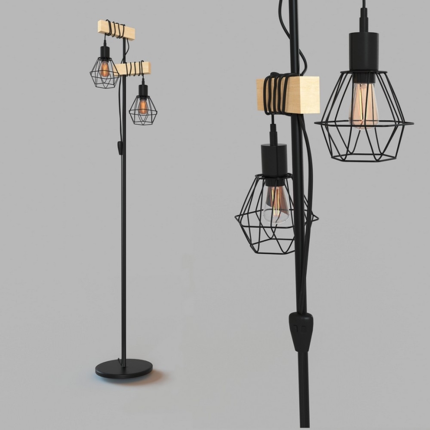 Eglo - Podna lampa TOWNSHEND 2xE27/60W/230V - FSC sertifikovano