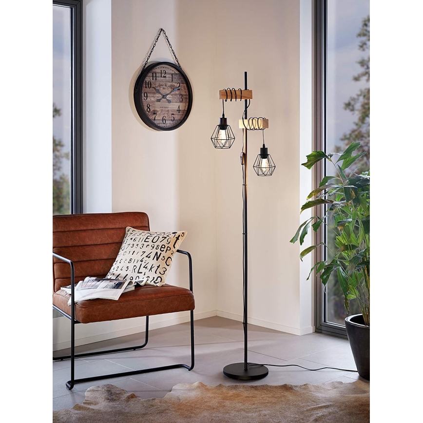 Eglo - Podna lampa TOWNSHEND 2xE27/60W/230V - FSC sertifikovano