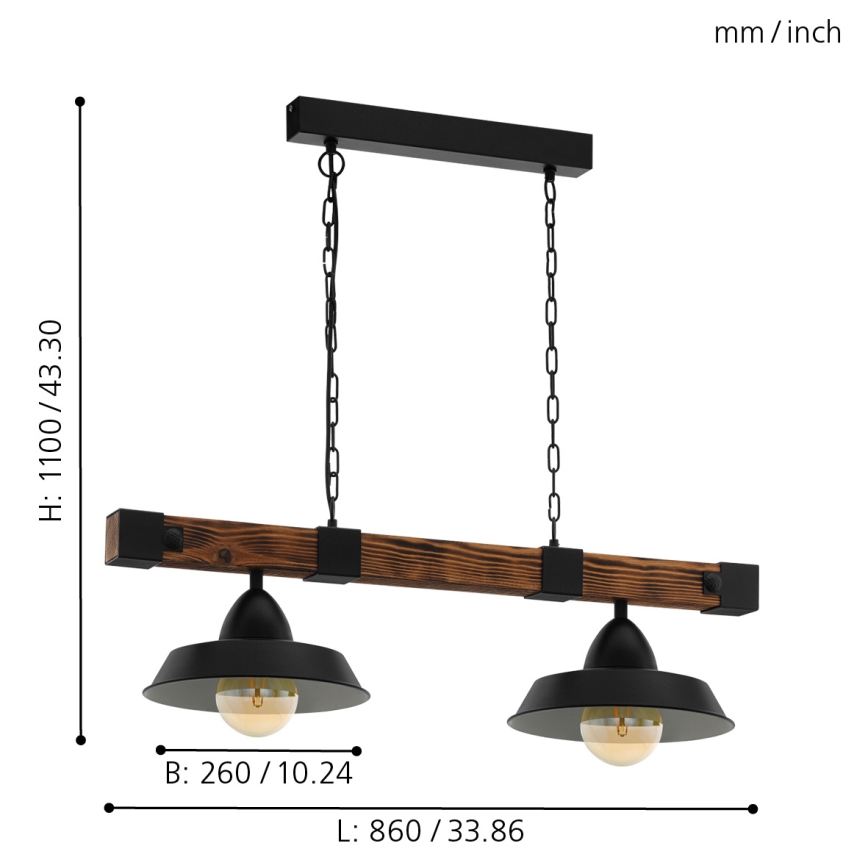 Eglo - Luster na lancu 2xE27/60W/230V - FSC sertifikovano