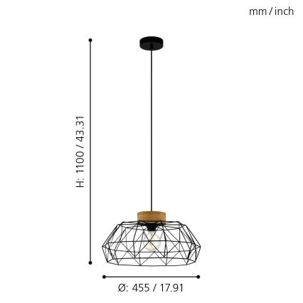 Eglo - Luster na sajli 1xE27/60W/230V - FSC sertifikovano