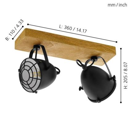 Eglo - Reflektorska lampa 2xE14/40W/230V - FSC sertifikovano