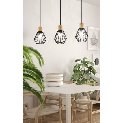 Eglo - Luster na sajli 3xE27/60W/230V - FSC sertifikovano