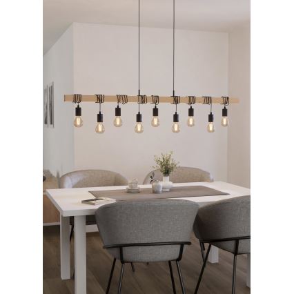 Eglo - Luster na sajli TOWNSHEND 9xE27/60W/230V - FSC sertifikovano