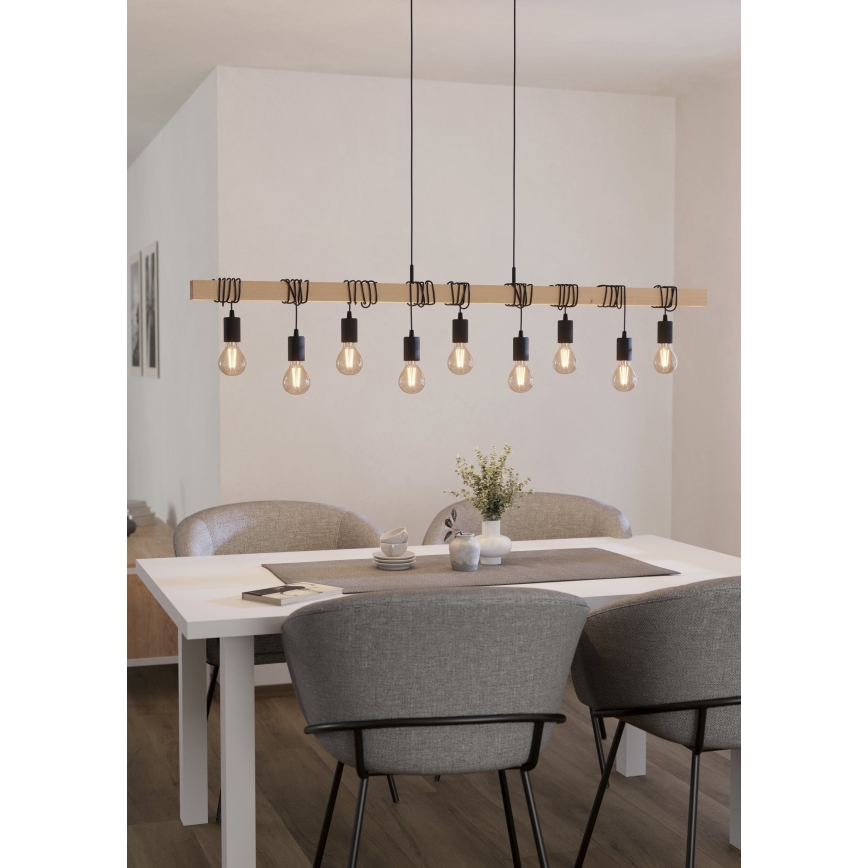 Eglo - Luster na sajli TOWNSHEND 9xE27/60W/230V - FSC sertifikovano